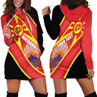 Personalised Macedonia National Day Hoodie Dress New Sun of Liberty Waves Style - Wonder Print Shop