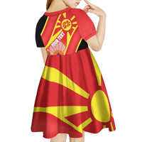 Personalised Macedonia National Day Kid Short Sleeve Dress New Sun of Liberty Waves Style - Wonder Print Shop