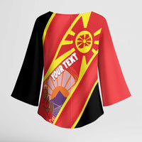 Personalised Macedonia National Day Kimono Sleeve Blouse New Sun of Liberty Waves Style - Wonder Print Shop