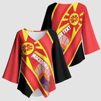 Personalised Macedonia National Day Kimono Sleeve Blouse New Sun of Liberty Waves Style - Wonder Print Shop