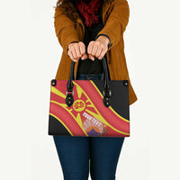 Personalised Macedonia National Day Leather Bag New Sun of Liberty Waves Style - Wonder Print Shop
