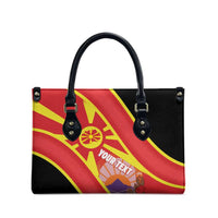 Personalised Macedonia National Day Leather Bag New Sun of Liberty Waves Style - Wonder Print Shop