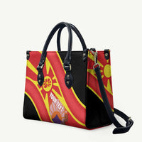Personalised Macedonia National Day Leather Bag New Sun of Liberty Waves Style - Wonder Print Shop