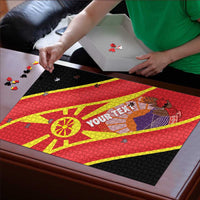 Personalised Macedonia National Day Puzzle New Sun of Liberty Waves Style - Wonder Print Shop