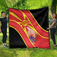 Personalised Macedonia National Day Quilt New Sun of Liberty Waves Style - Wonder Print Shop