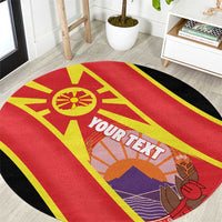 Personalised Macedonia National Day Round Carpet New Sun of Liberty Waves Style - Wonder Print Shop