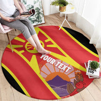 Personalised Macedonia National Day Round Carpet New Sun of Liberty Waves Style - Wonder Print Shop