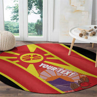 Personalised Macedonia National Day Round Carpet New Sun of Liberty Waves Style - Wonder Print Shop