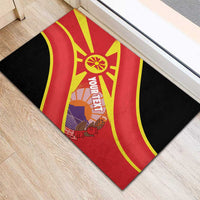 Personalised Macedonia National Day Rubber Doormat New Sun of Liberty Waves Style - Wonder Print Shop