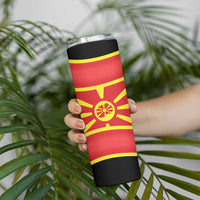Personalised Macedonia National Day Skinny Tumbler New Sun of Liberty Waves Style - Wonder Print Shop