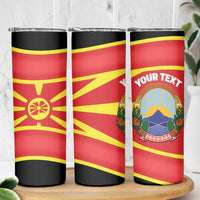 Personalised Macedonia National Day Skinny Tumbler New Sun of Liberty Waves Style - Wonder Print Shop
