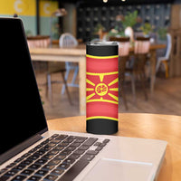 Personalised Macedonia National Day Skinny Tumbler New Sun of Liberty Waves Style - Wonder Print Shop