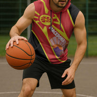 Personalised Macedonia National Day Sleeveless Hoodie New Sun of Liberty Waves Style - Wonder Print Shop