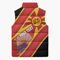 Personalised Macedonia National Day Sleeveless Puffer Jacket New Sun of Liberty Waves Style - Wonder Print Shop