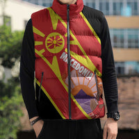 Personalised Macedonia National Day Sleeveless Puffer Jacket New Sun of Liberty Waves Style - Wonder Print Shop