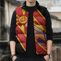 Personalised Macedonia National Day Sleeveless Puffer Jacket New Sun of Liberty Waves Style - Wonder Print Shop