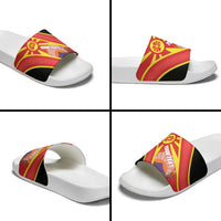 Personalised Macedonia National Day Slide Sandals New Sun of Liberty Waves Style - Wonder Print Shop