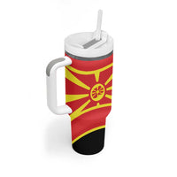 Personalised Macedonia National Day Tumbler With Handle New Sun of Liberty Waves Style - Wonder Print Shop