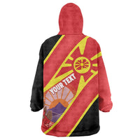Personalised Macedonia National Day Wearable Blanket Hoodie New Sun of Liberty Waves Style - Wonder Print Shop