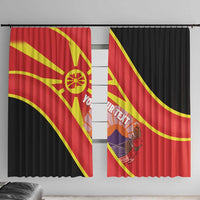 Personalised Macedonia National Day Window Curtain New Sun of Liberty Waves Style - Wonder Print Shop