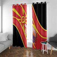 Personalised Macedonia National Day Window Curtain New Sun of Liberty Waves Style - Wonder Print Shop