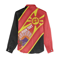 Personalised Macedonia National Day Women Casual Shirt New Sun of Liberty Waves Style - Wonder Print Shop