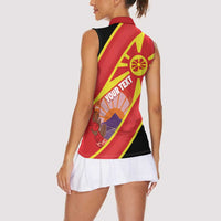 Personalised Macedonia National Day Women Sleeveless Polo Shirt New Sun of Liberty Waves Style - Wonder Print Shop