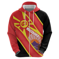 Personalised Macedonia National Day Zip Hoodie New Sun of Liberty Waves Style - Wonder Print Shop