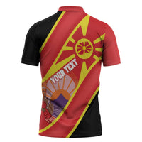 Personalised Macedonia National Day Zipper Polo Shirt New Sun of Liberty Waves Style - Wonder Print Shop
