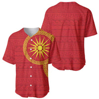 Vergina Sun Macedonia Baseball Jersey Greek Pattern Red - Wonder Print Shop