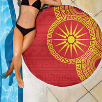 Vergina Sun Macedonia Beach Blanket Greek Pattern Red - Wonder Print Shop