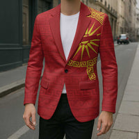 Vergina Sun Macedonia Blazer Greek Pattern Red - Wonder Print Shop