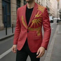 Vergina Sun Macedonia Blazer Greek Pattern Red - Wonder Print Shop