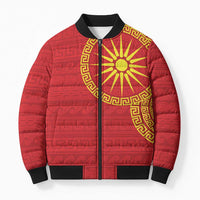 Vergina Sun Macedonia Bomber Puffer Jacket Greek Pattern Red - Wonder Print Shop