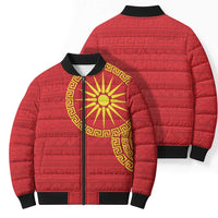 Vergina Sun Macedonia Bomber Puffer Jacket Greek Pattern Red - Wonder Print Shop