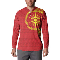 Vergina Sun Macedonia Button Sweatshirt Greek Pattern Red - Wonder Print Shop