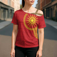 Vergina Sun Macedonia Cross Shoulder Shirt Greek Pattern Red - Wonder Print Shop