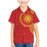 Vergina Sun Macedonia Family Matching Mermaid Dress and Hawaiian Shirt Greek Pattern Red - Wonder Print Shop