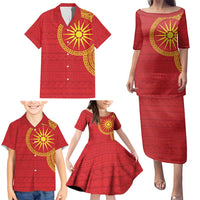Vergina Sun Macedonia Family Matching Puletasi and Hawaiian Shirt Greek Pattern Red - Wonder Print Shop