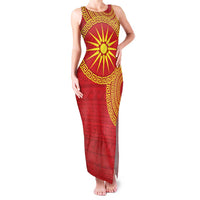 Vergina Sun Macedonia Family Matching Tank Maxi Dress and Hawaiian Shirt Greek Pattern Red - Wonder Print Shop