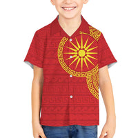 Vergina Sun Macedonia Family Matching Tank Maxi Dress and Hawaiian Shirt Greek Pattern Red - Wonder Print Shop