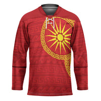 Vergina Sun Macedonia Hockey Jersey Greek Pattern Red - Wonder Print Shop