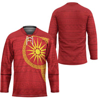 Vergina Sun Macedonia Hockey Jersey Greek Pattern Red - Wonder Print Shop