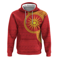Vergina Sun Macedonia Hoodie Greek Pattern Red - Wonder Print Shop