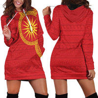 Vergina Sun Macedonia Hoodie Dress Greek Pattern Red - Wonder Print Shop