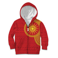 Vergina Sun Macedonia Kid Hoodie Greek Pattern Red - Wonder Print Shop