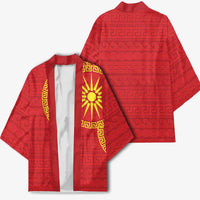 Vergina Sun Macedonia Kimono Greek Pattern Red - Wonder Print Shop