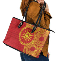 Vergina Sun Macedonia Leather Tote Bag Greek Pattern Red - Wonder Print Shop