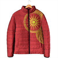 Vergina Sun Macedonia Padded Jacket Greek Pattern Red - Wonder Print Shop