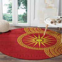 Vergina Sun Macedonia Round Carpet Greek Pattern Red - Wonder Print Shop